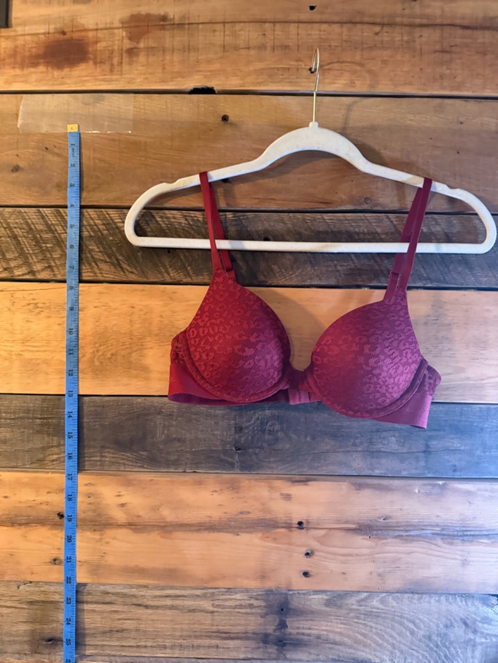 Victoria’s Secret PINK Red Leopard Lace Push-Up Bra 34B | Underwire